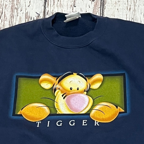 Vtg Early 2000s Tigger Cartoon Disney World Crewneck Sweatshirt Pullover - Picture 2 of 3